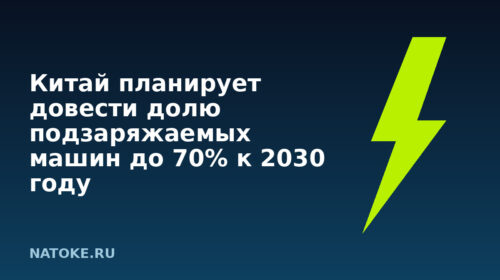 Китай планирует довести долю подзаряжаемых машин до 70% к 2030 году
